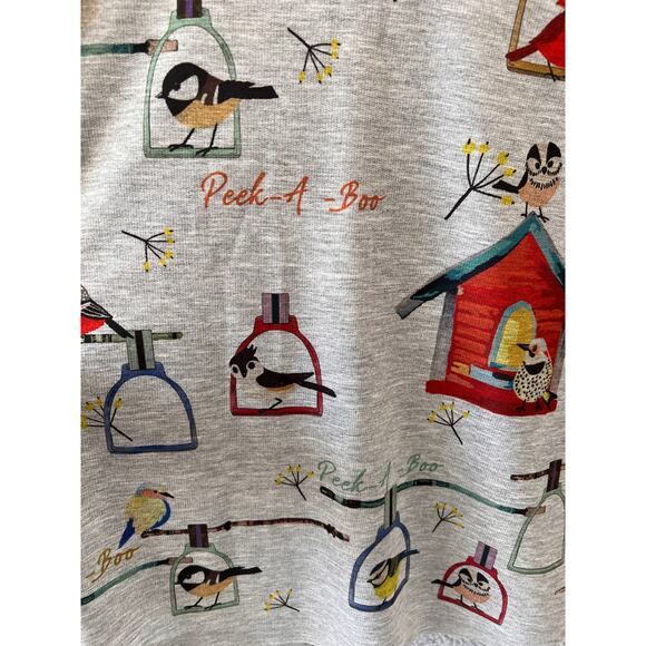 Blouse S small Gray multicolor Womens Top Bird Soft Knit 3/4 sleeve V neck USA - Picture 7 of 9